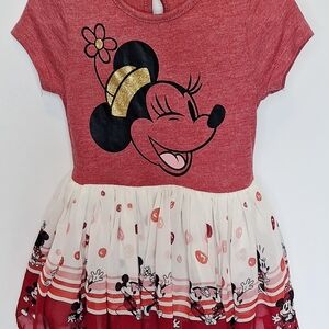 Disney Red and White Minnie Mouse Dress - 2T